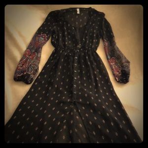 Bohemian long Sleeved floor length dress